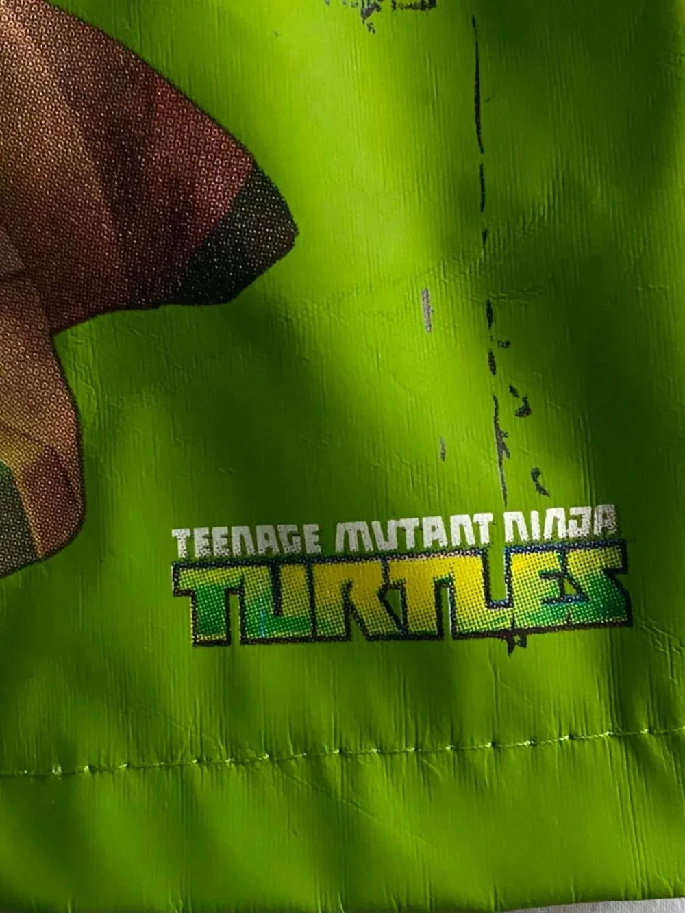 Nickelodeon TMNT Boys Raincoat Hooded Snap Front Green Rain Jacket Size M/L